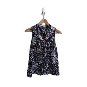 Parker Tank Top Printed Silk Pleated Blouse